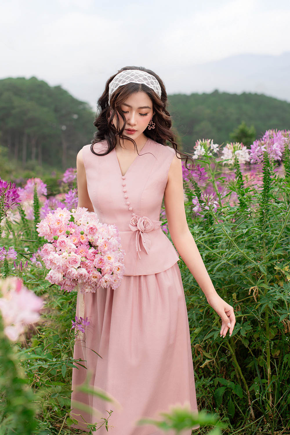 ao-to-kieu-peplum-co-v-ket-hoa-asm30-19 Áo tơ kiểu peplum cổ V kết hoa ASM30-19