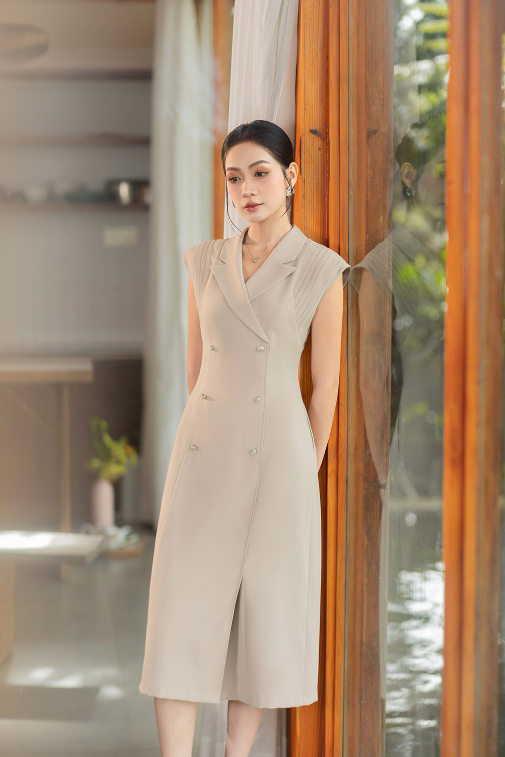 dam-cong-so-co-dan-tong-tay-chom-kk177-38 Đầm công sở cổ đan tông tay chờm KK177-38