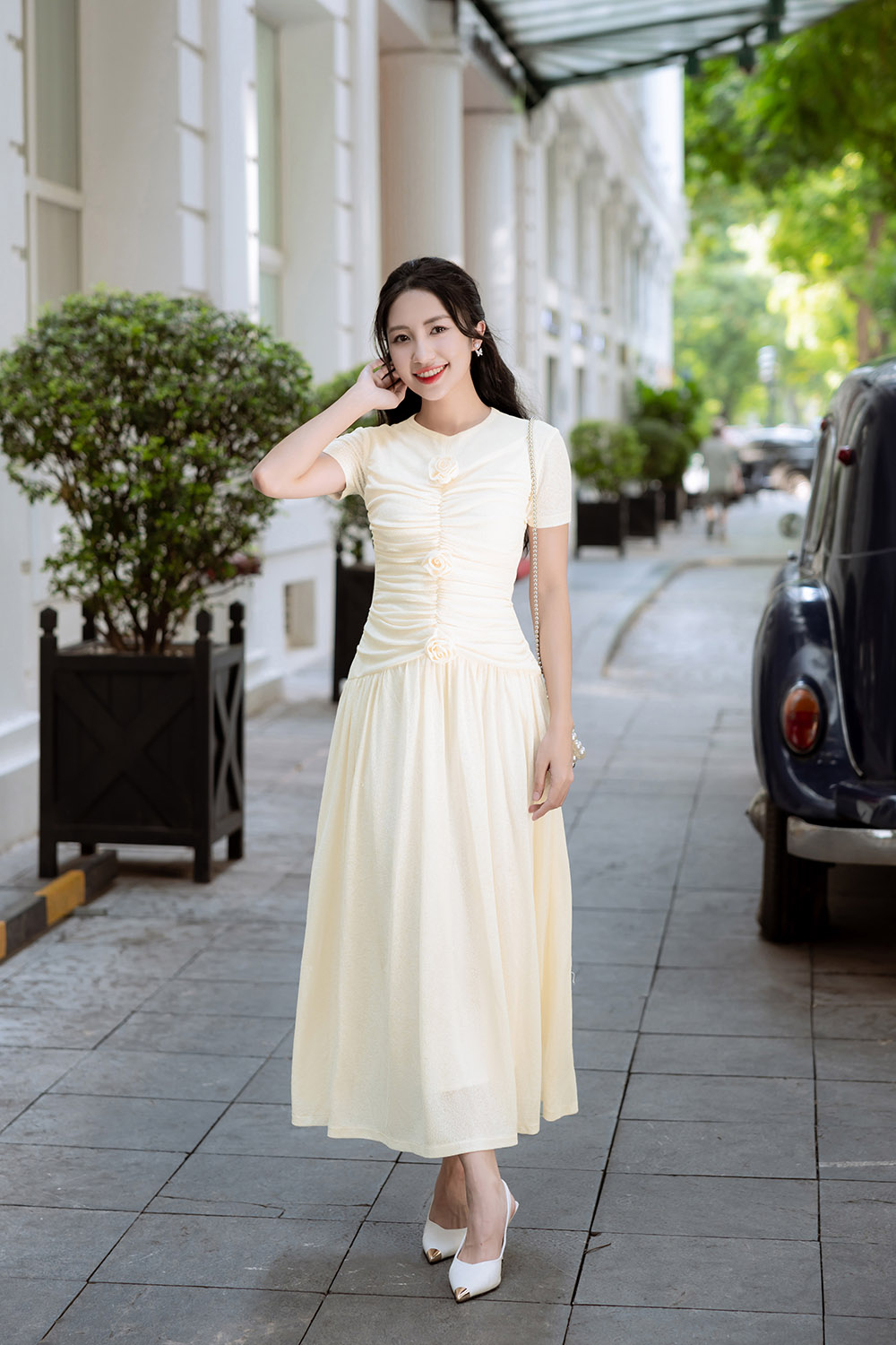 dam-thun-dai-nhan-eo-phoi-hoa-kk170-20 Đầm thun dài nhấn eo phối hoa KK170-20