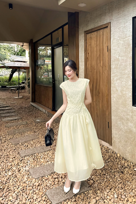 dam-xoe-ren-hoa-phoi-to-dang-dai-mau-kem-kk178-04-2 Đầm xòe ren hoa phối tơ dáng dài màu kem KK178-04