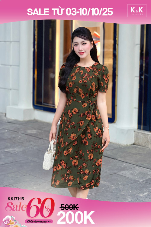 kk171-15 Đầm họa tiết sale 60%