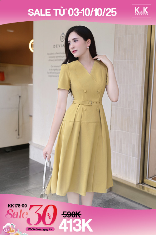 kk178-09 Đầm xòe công sở ưu đãi khủng