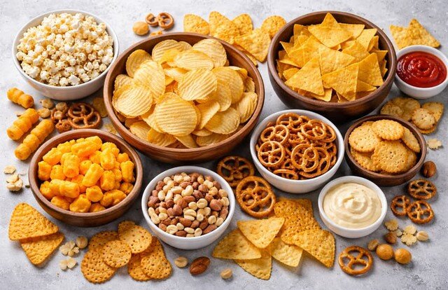 1782806052-5b871ee8ca-food-snacks-market-analysis-2026-2034-1-03740-width640height414 Thực phẩm siêu chế biến như mì ăn liền, snack, nước ngọt đang ngày càng phổ biến trong bữa ăn hiện đại. (Ảnh minh hoạ)