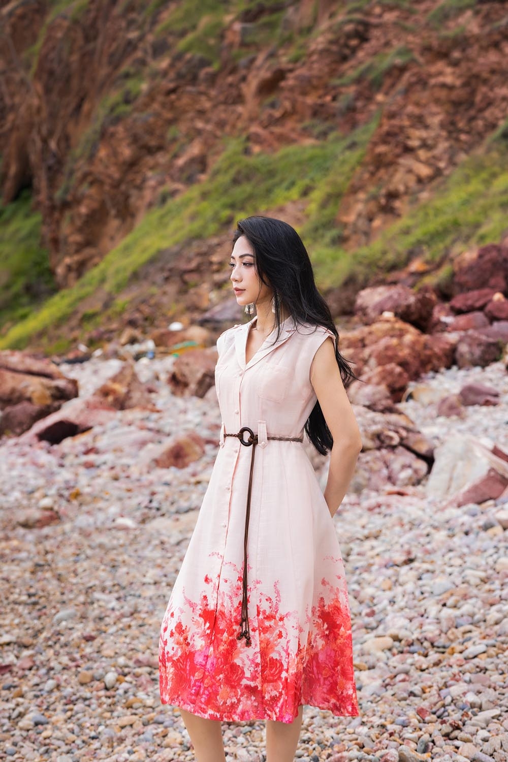 dam-xoe-dai-co-vest-in-hoa-tung-vay-kk189-01-1 Đầm xòe dài cổ vest in hoa tùng váy KK189-01