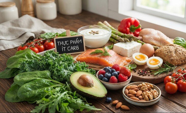 Chế độ ăn ít carb, khi được thực hiện đúng cách và cân đối, có thể là một công cụ hữu ích hỗ trợ kiểm soát cân nặng. Ảnh minh hoạ AI.