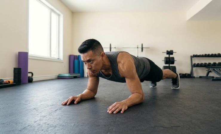 Plank tăng sức mạnh cơ lõi nhưng cũng tạo tải lên khớp. Việc thực hiện đúng kỹ thuật sẽ giúp hạn chế quá tải. Ảnh minh họa AI.