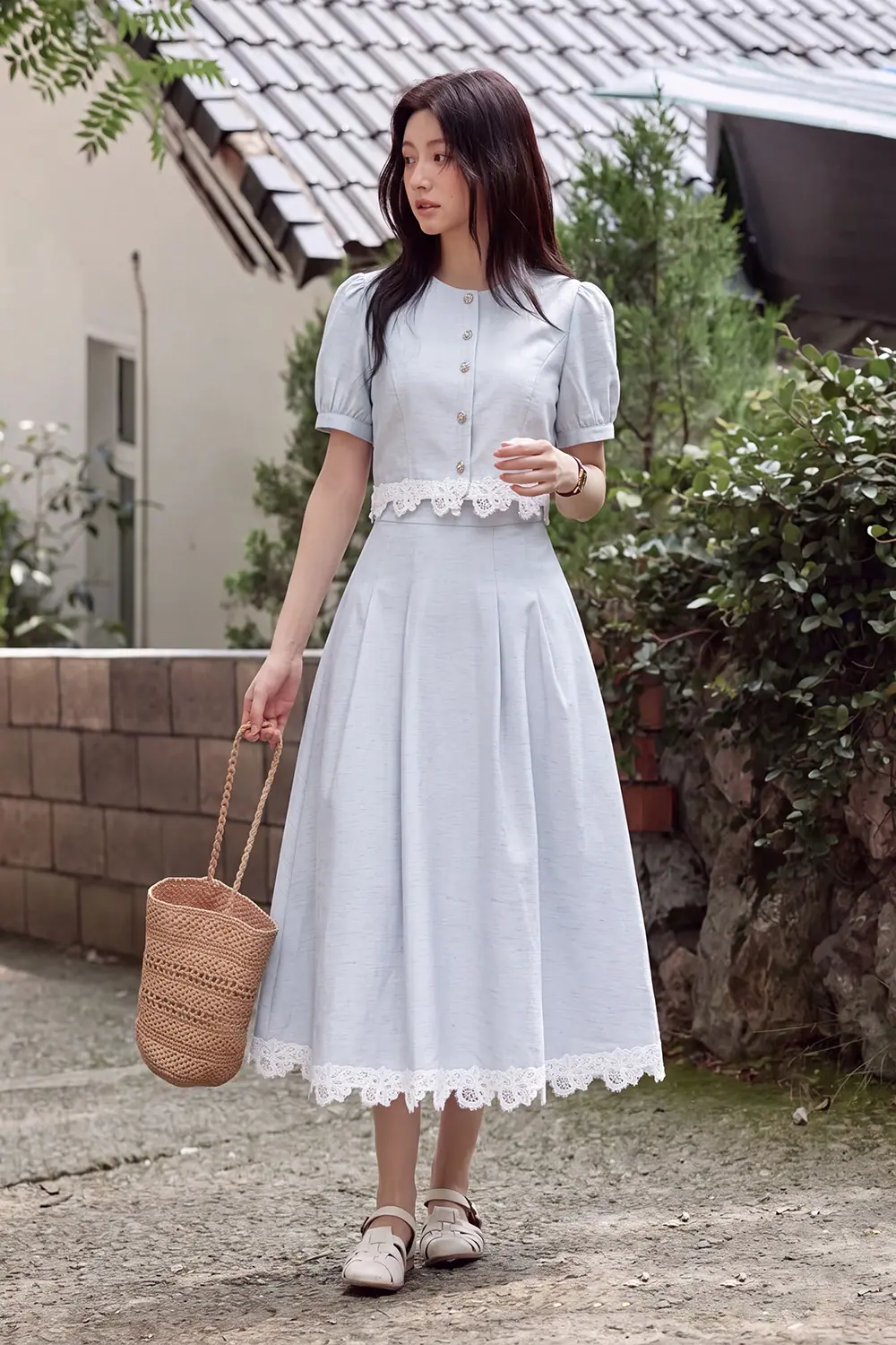 chan-vay-xoe-xep-ly-vien-ren-dang-dai-cv12-10 Chân váy xòe xếp ly viền ren dáng dài CV12-10
