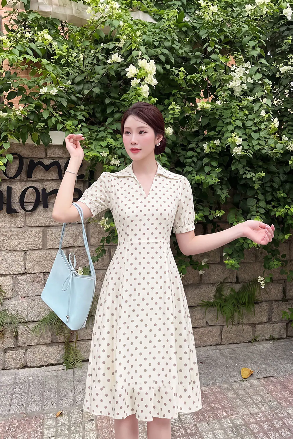 dam-linen-hoa-tiet-cham-bi-dang-xoe-hl34-22 Đầm linen họa tiết chấm bi dáng xòe HL34-22