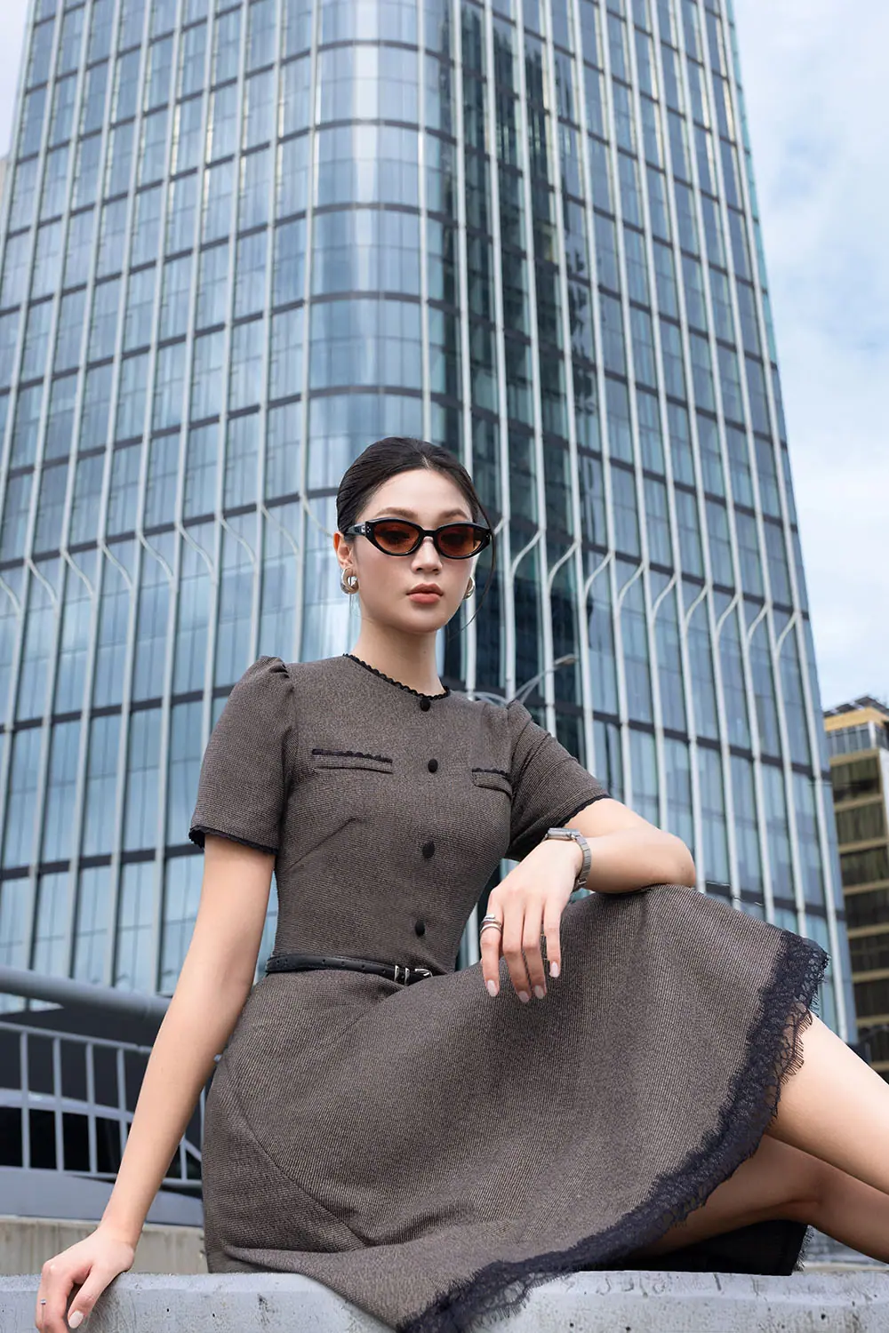 dam-xoe-cong-so-phoi-ren-kem-day-nit-kk189-33-1 Đầm xòe công sở phối ren kèm dây nịt KK189-33