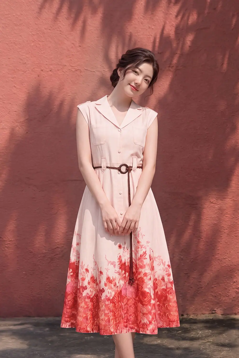 dam-xoe-dai-co-vest-in-hoa-tung-vay-kk189-01 Đầm xòe dài cổ vest in hoa tùng váy KK189-01