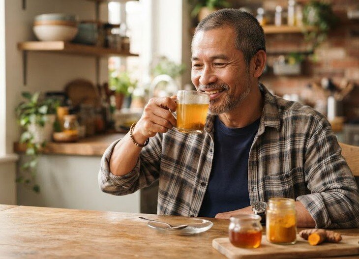 Nghệ mật ong được nhiều người dùng khi đau dạ dày. Ảnh minh họa AI.
