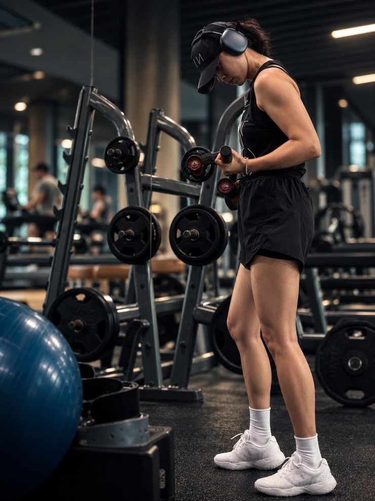 Ngô Thanh Vân thực hiện bài tập dành cho nhóm cơ vùng bắp tay.
