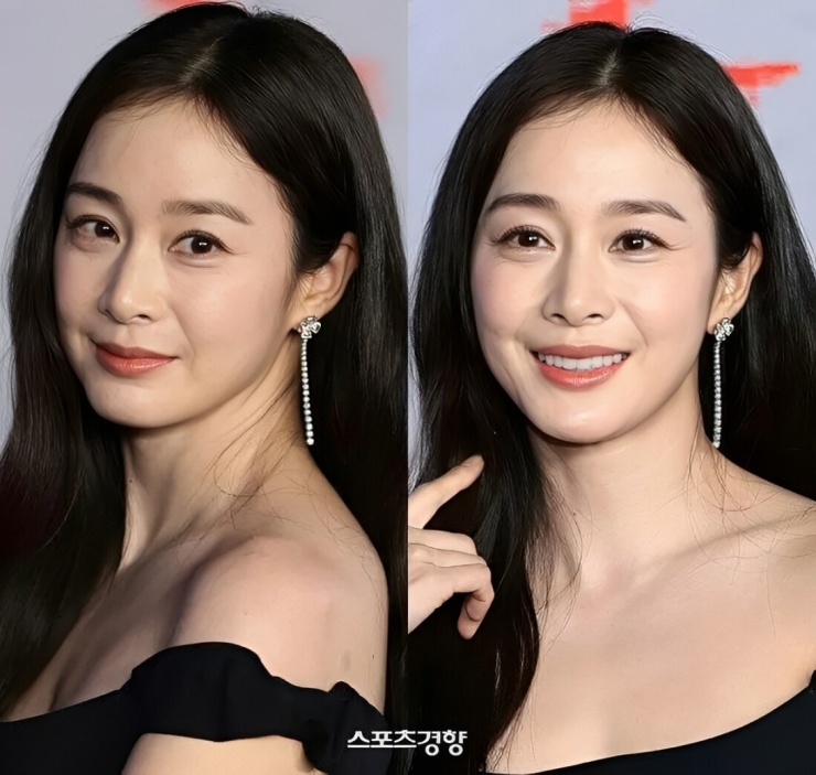 Kim Tae Hee cho biết những nếp nhăn hình thành do cười nhiều và mong khán giả đón nhận chúng theo cách tích cực. Ảnh: Sports Kyunghyang