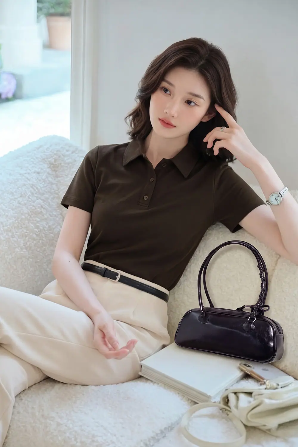 ao-thun-polo-nu-mau-nau-tay-ngan-asm32-37 Áo thun polo nữ màu nâu tay ngắn ASM32-37