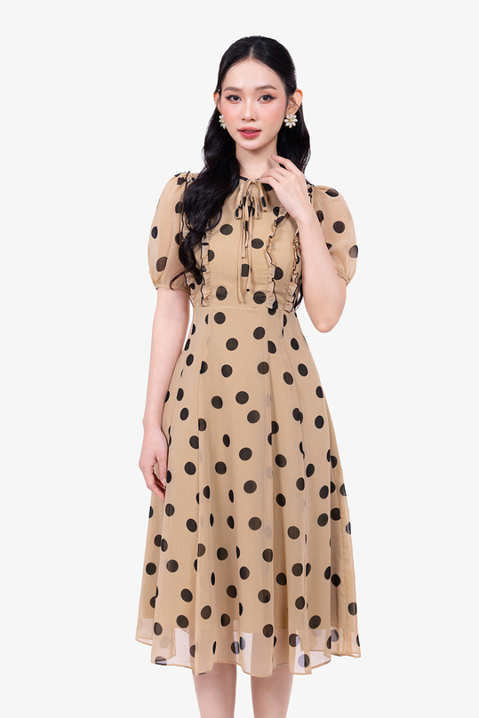 dam-cham-bi-tay-lo-dang-xoe-dai-kk188-18 Đầm chấm bi tay lỡ dáng xòe dài