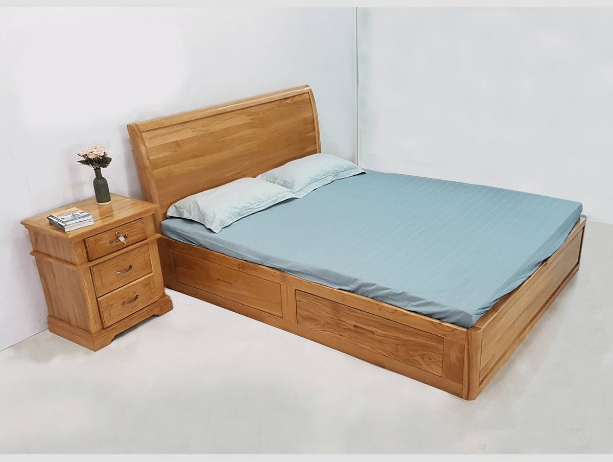 Sản phẩm có vân gỗ đẹp, khá đồng màu tạo nên bề mặt giường hoàn thiện và ấn tượng (Nguồn: phucan.com)