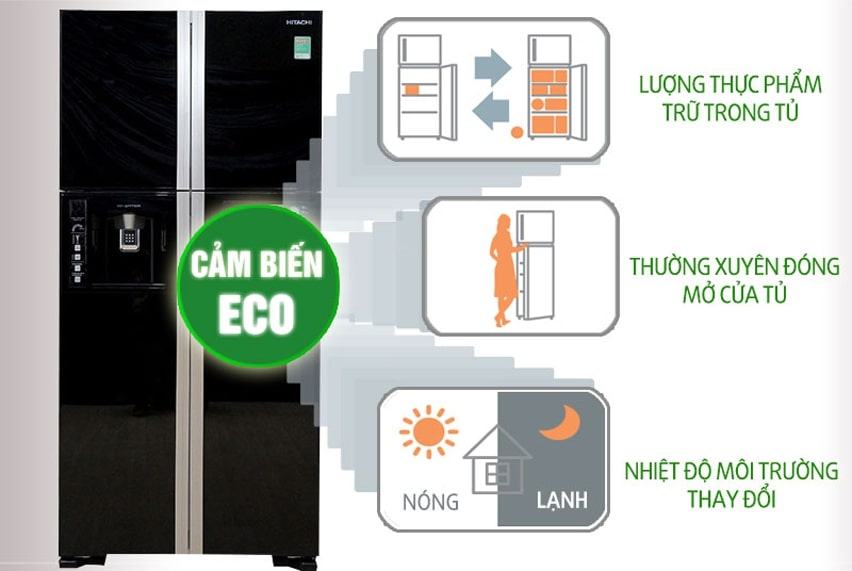 Tủ lạnh side by side Hitachi nano sở hữu công nghệ Eco thông minh
