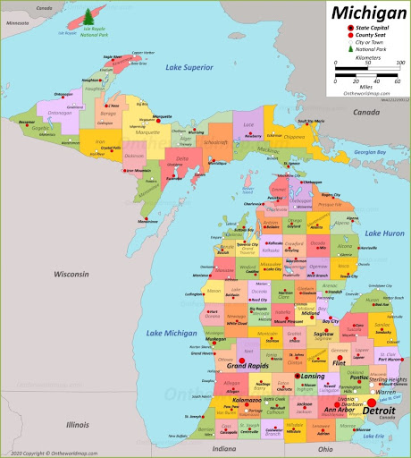 Kết quả hình ảnh cho Michigan map