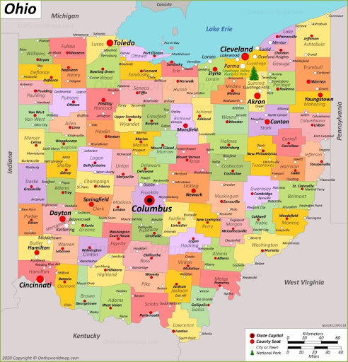 Bản đồ của bang Ohio