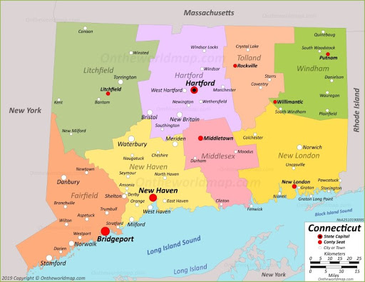 Kết quả hình ảnh cho Connecticut map