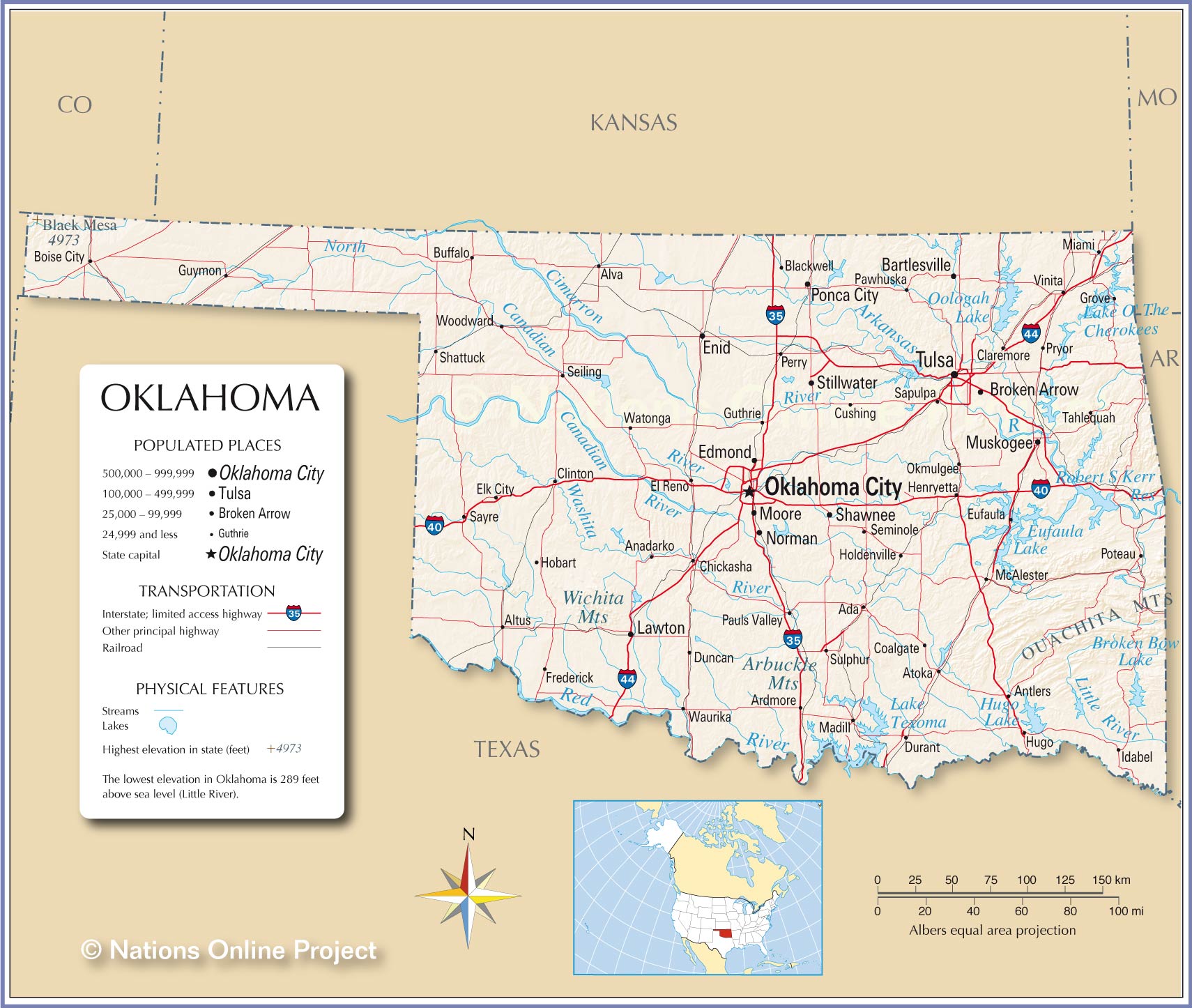 Bản đồ của bang OklahomaBản đồ của bang Oklahoma