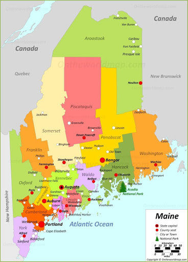 Bản đồ của bang Maine