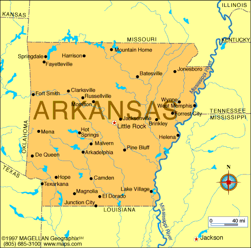 Bản đồ của bang Arkansas