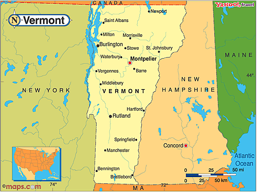 Bản đồ của bang Vermont