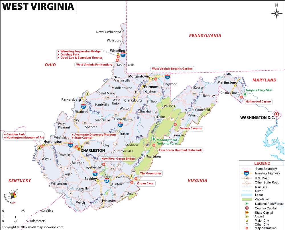 Kết quả hình ảnh cho West Virginia map