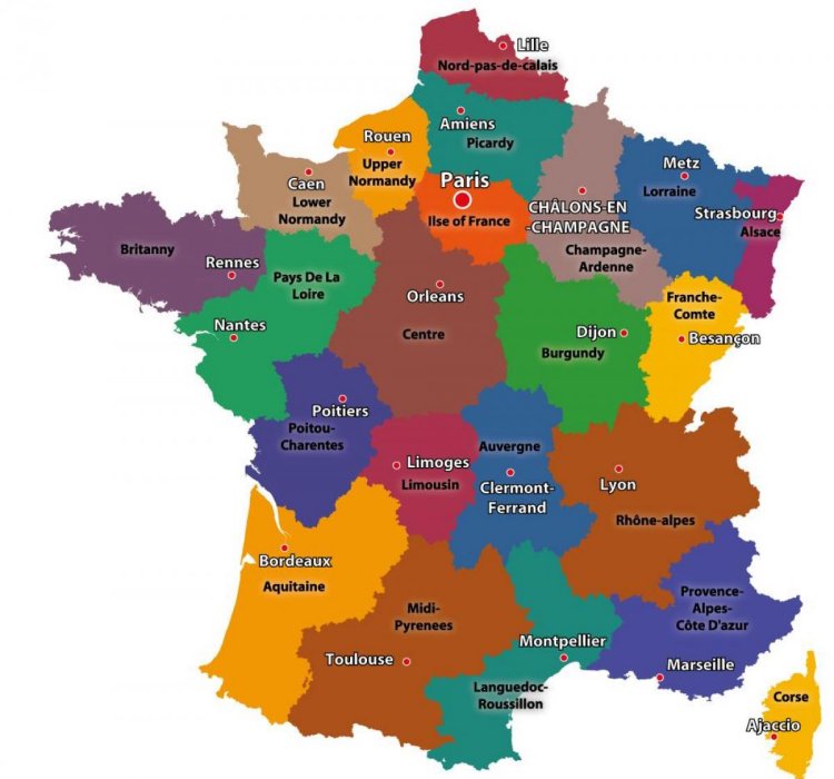 Bản đồ nước Pháp (France) khổ lớn phóng to