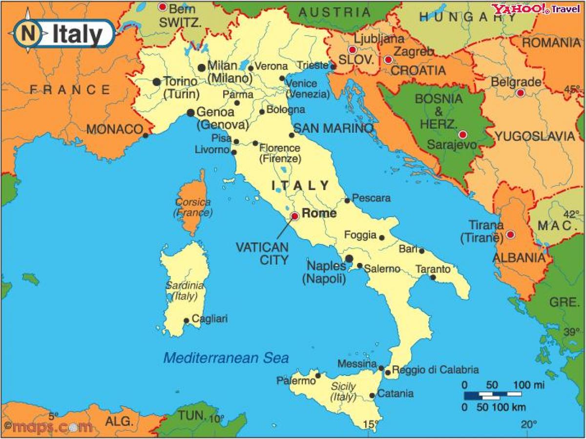 Các quốc gia trên bản đồ - Ý ѵà các nước láng giềng bản đồ (Nam Âu ...