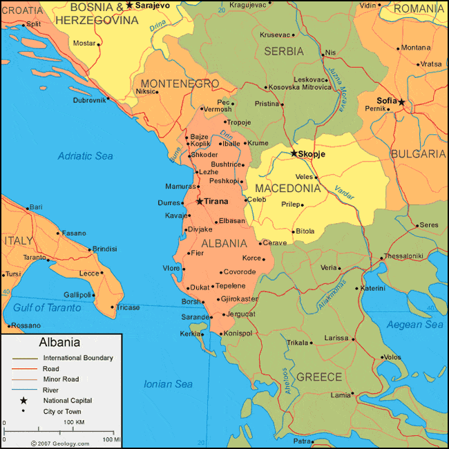 Albania Map and Satellite Image