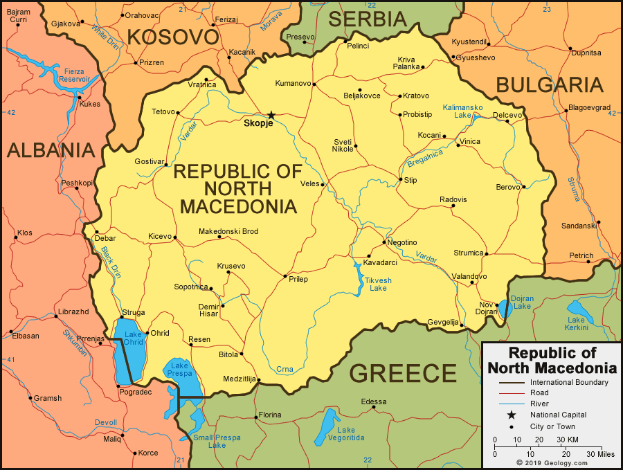 Republic of North Macedonia Map and Satellite Image