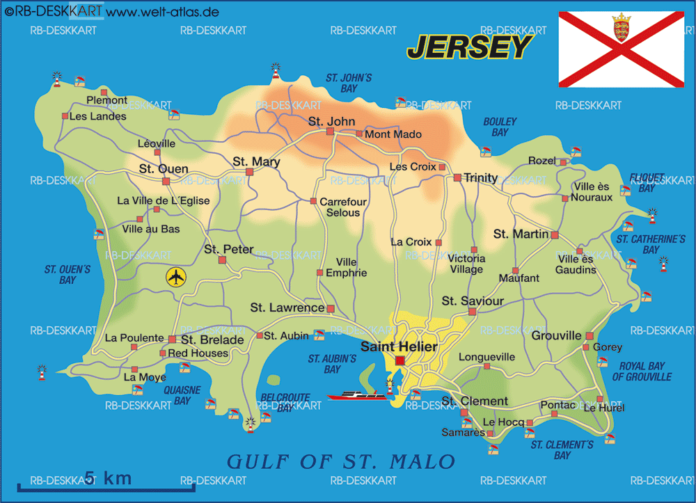 Map of Jersey (Island in Crown Dependency)) | Welt-Atlas.de