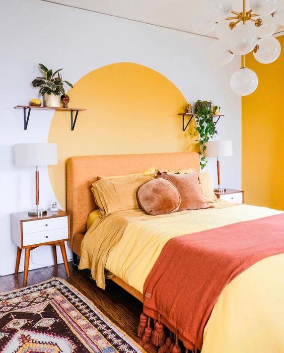 Mẫu trang trí phòng ngủ theo phong cách color block