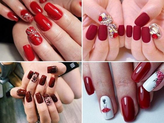 Một bộ nail đỏ đẹp với nhiều hình vẽ đẹp