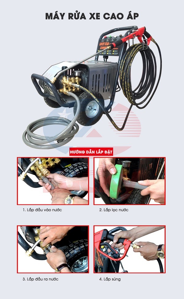 Quy trình lắp đặt máy rửa xe cao áp phổ biến - Dichvuhay.vn