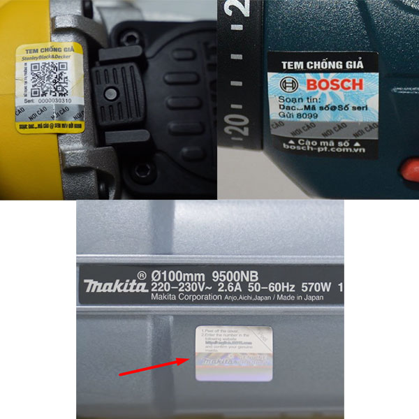 Tem bảo hành kích hoạt điện tử của Bosch và Dewalt và tem 7 màu chống giả của Makita - Dichvuhay.vn