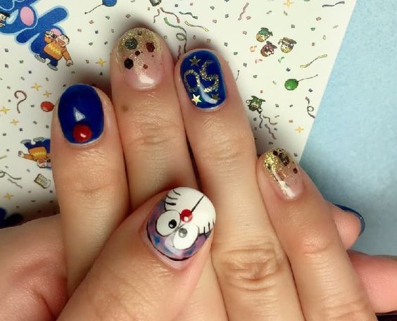 Mẫu nail Doraemon dễ thương