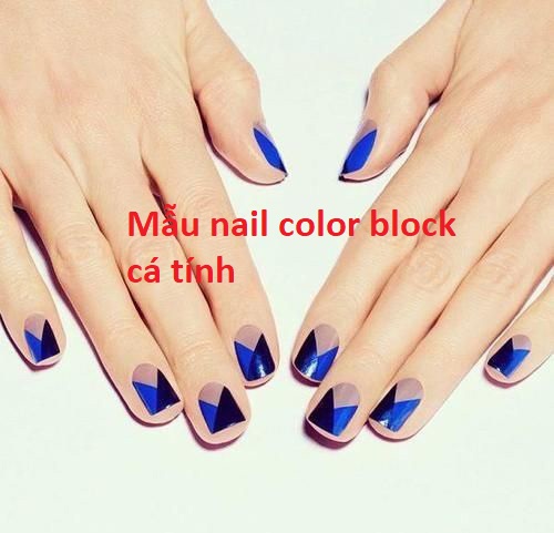 mẫu nail color block