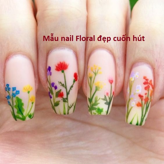 Mẫu nail floral đẹp
