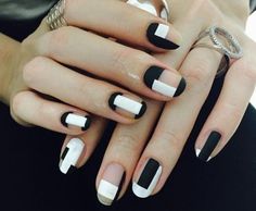 unhas, esmaltes e nail art de inverno preto e branco