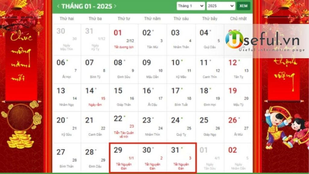 Còn bao nhiêu ngày nữa đến tết 2025 Useful.vn