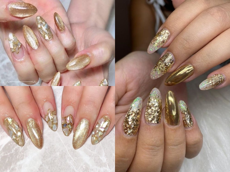 Top 7 mẫu nail tráng gương vàng gold quý phái sang trọng