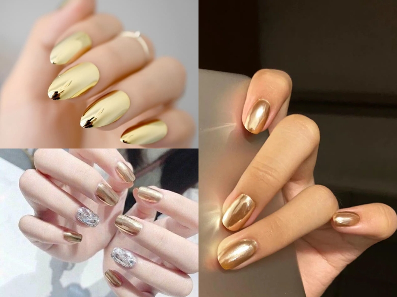 Top 7 mẫu nail tráng gương vàng gold quý phái sang trọng