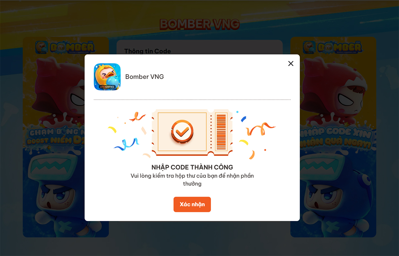 cách nhập code Bomber VNG