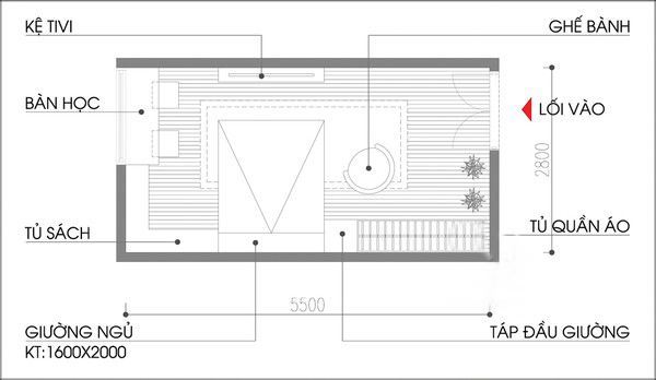  Mẫu phòng ngủ 10m2 với khá đầy đủ nội thất