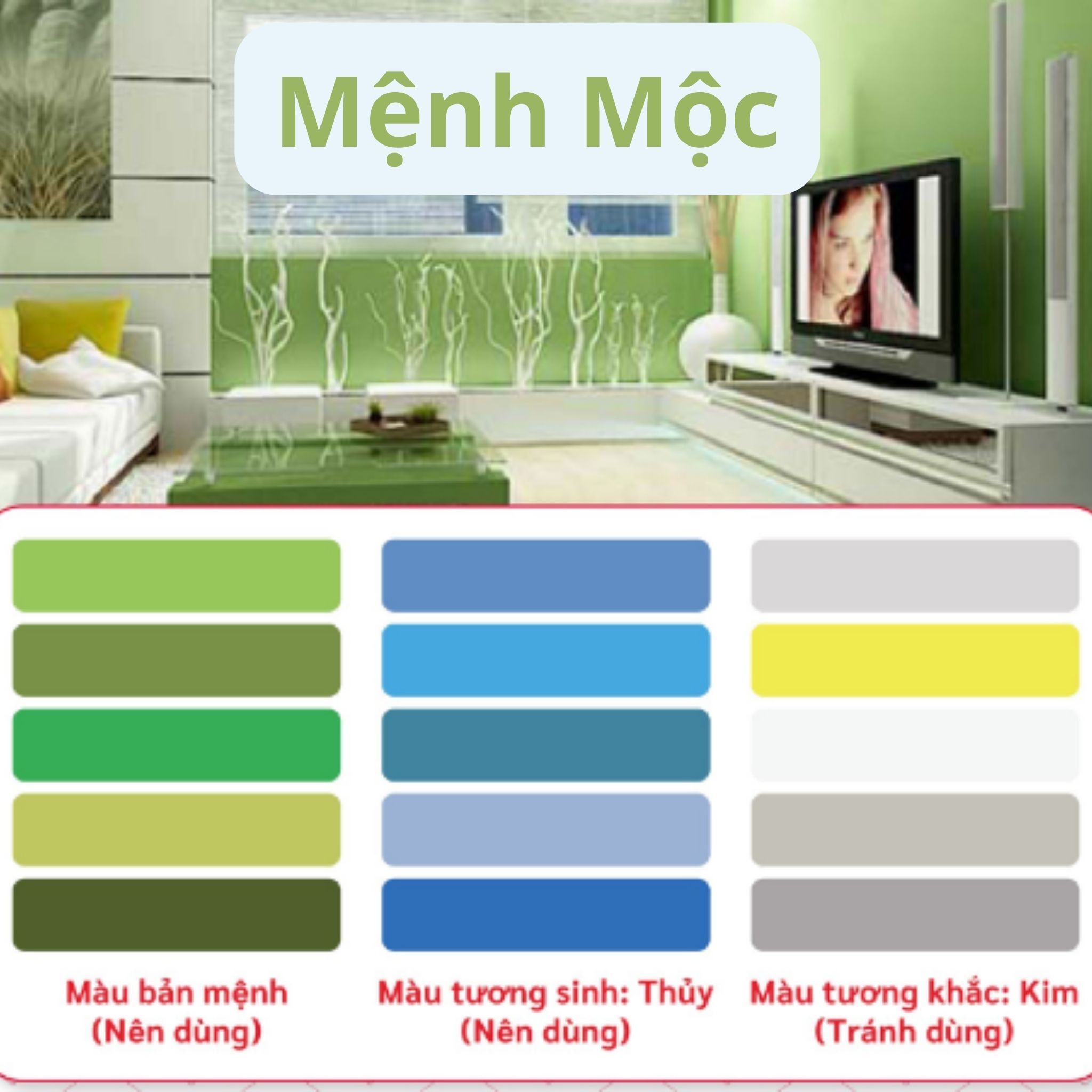 Bố trí phòng ngủ hợp với các gam màu chủ đạo mệnh Mộc