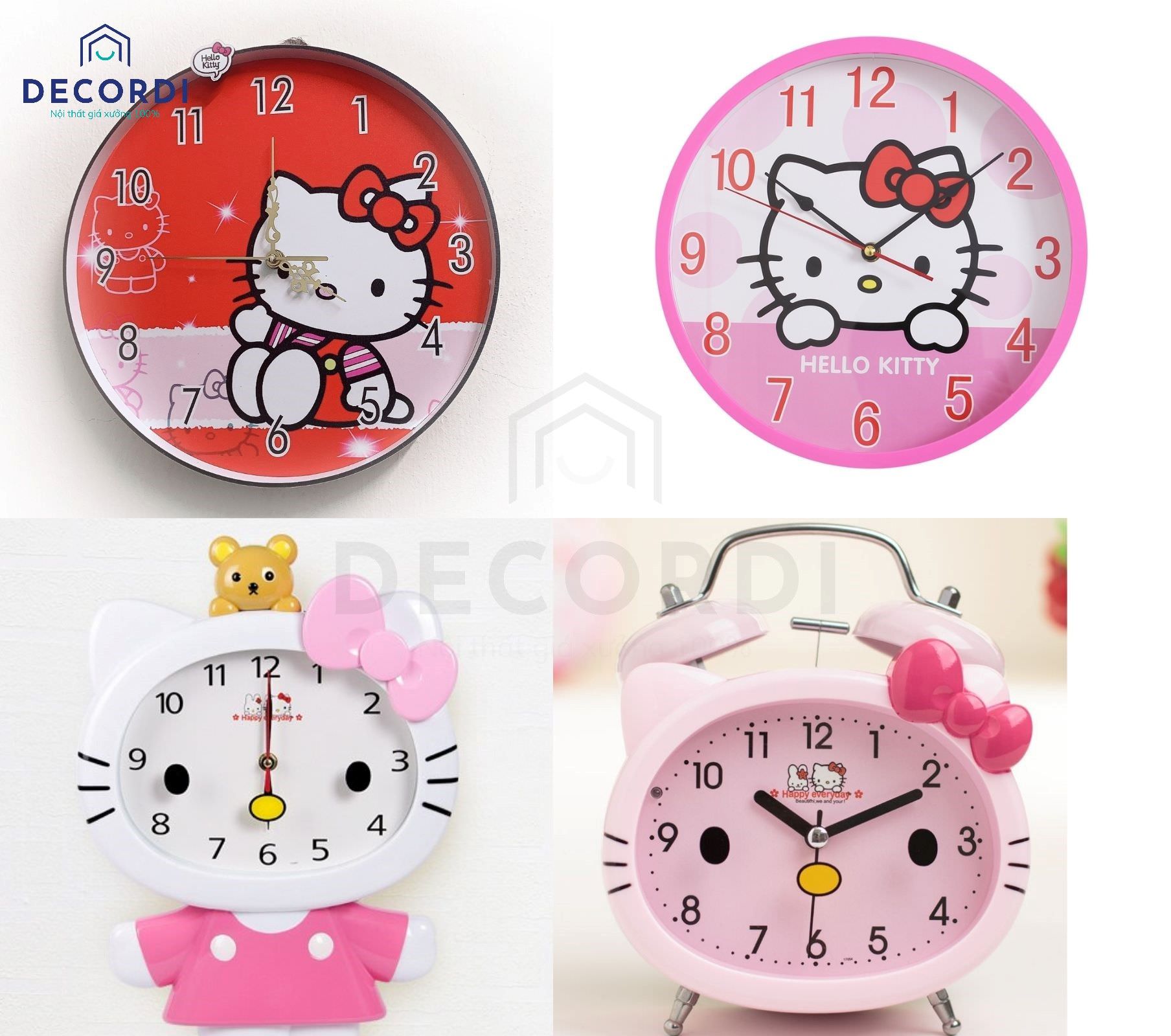 Mẫu đồng hồ hello kitty trang trí phòng ngủ