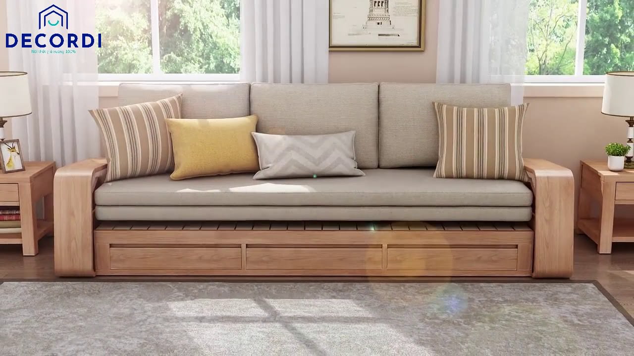 Ghế sofa gỗ có hộc kéo thông minh tối ưu diện tích chung cư nhỏ